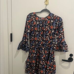 Sugarlips Floral Ruffle Sleeve Dress - Blue and Red